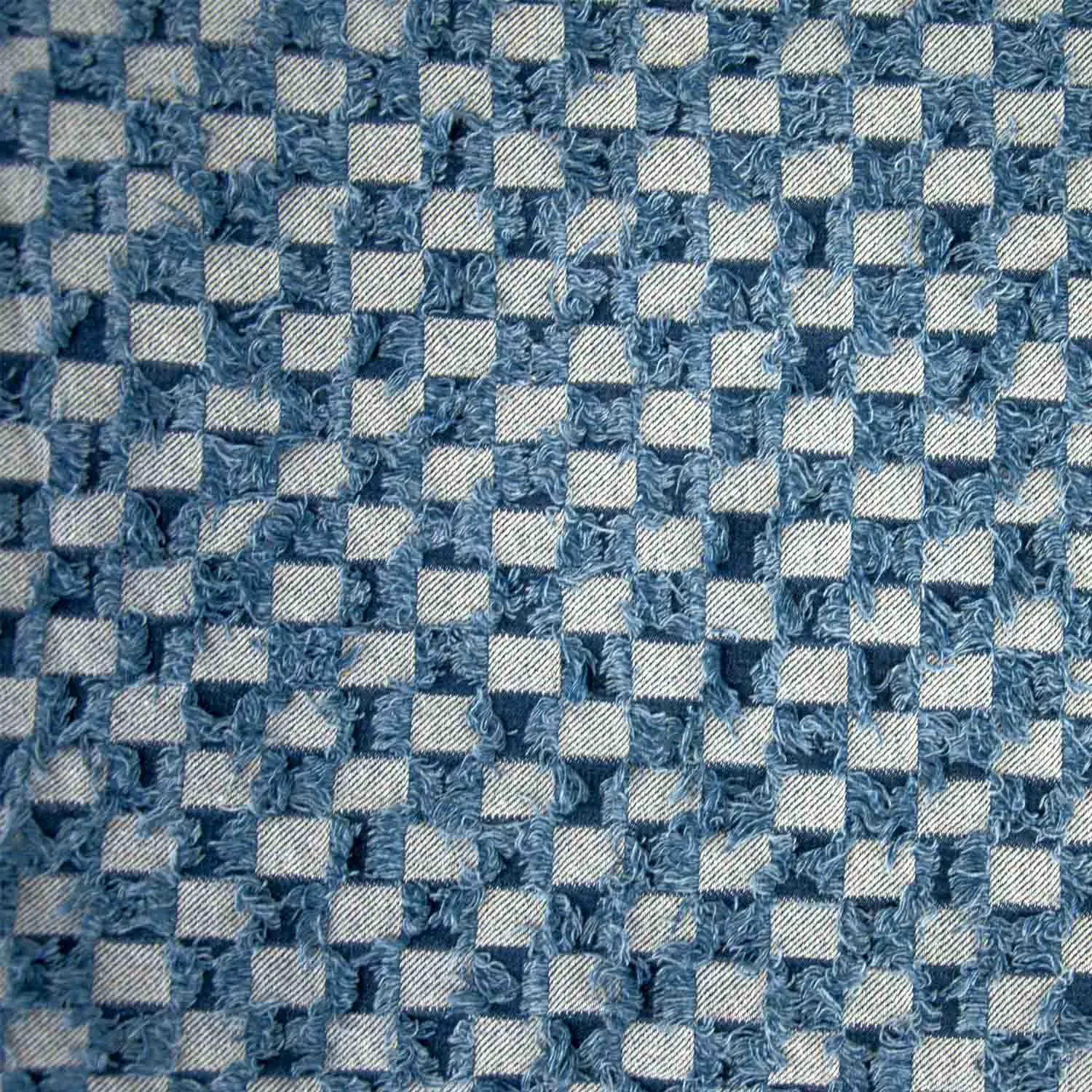 Denim blauw schaakbord patroon - Katia Fabrics